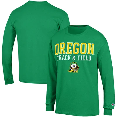 Men's Champion Green Oregon Ducks Track & Field Stack Long Sleeve T-Shirt