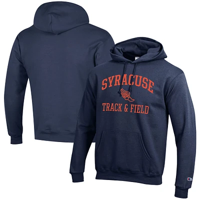 Men's Champion Navy Syracuse Orange Track & Field Icon Powerblend Pullover Hoodie