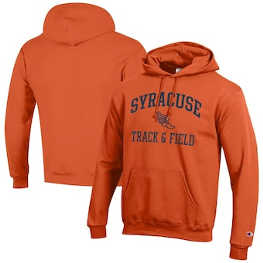 Men's Champion Orange Syracuse Track & Field Icon Powerblend Pullover Hoodie