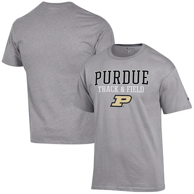 Men's Champion Gray Purdue Boilermakers Track & Field Stack T-Shirt