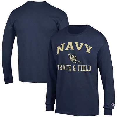 Men's Champion Navy Midshipmen Track & Field Icon Long Sleeve T-Shirt