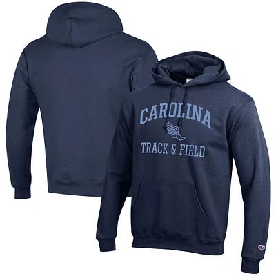 Men's Champion Navy North Carolina Tar Heels Track & Field Icon Powerblend Pullover Hoodie
