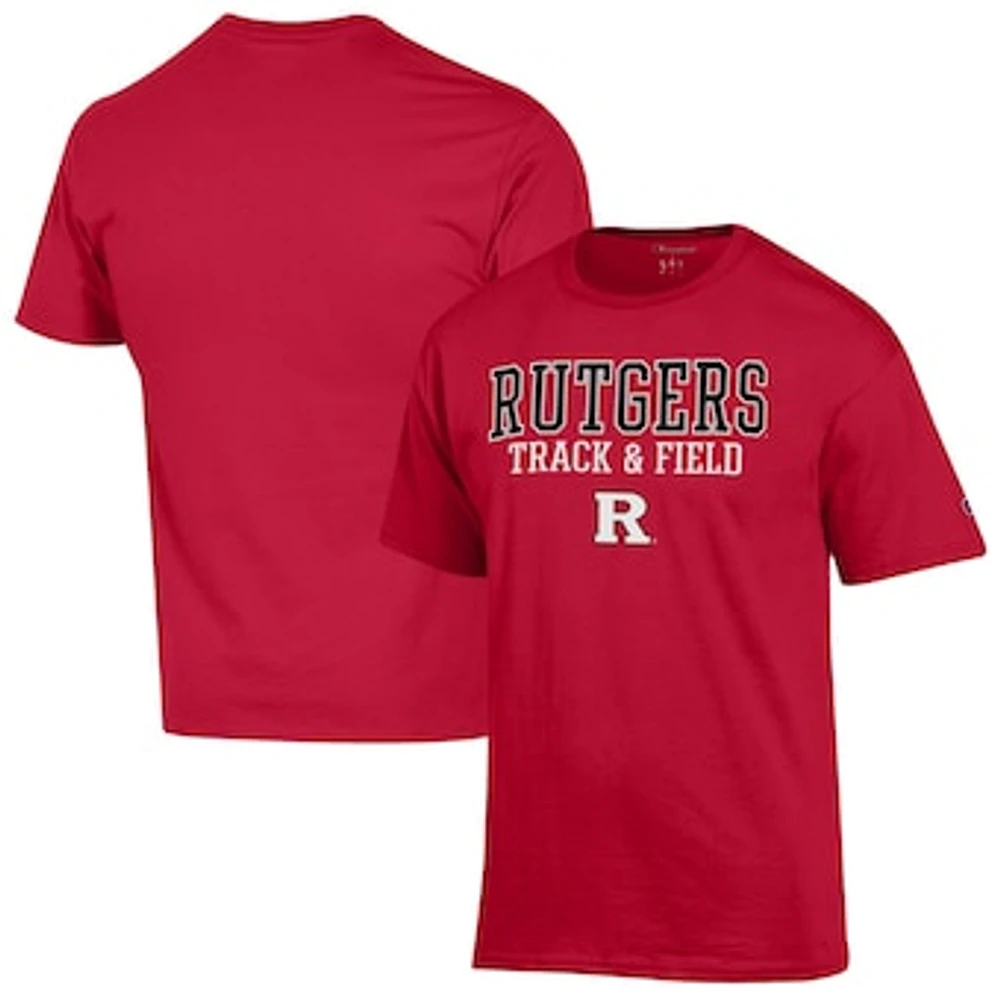 Men's Champion Scarlet Rutgers Knights Track & Field Stack T-Shirt