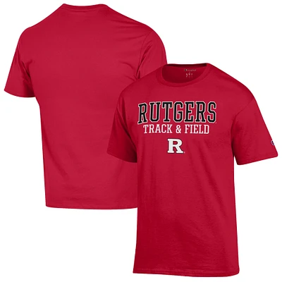 Men's Champion Scarlet Rutgers Knights Track & Field Stack T-Shirt