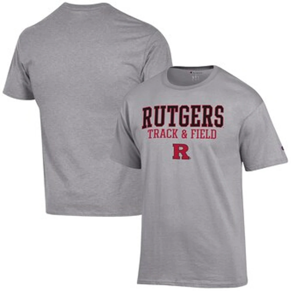 Men's Champion Gray Rutgers Scarlet Knights Track & Field Stack T-Shirt