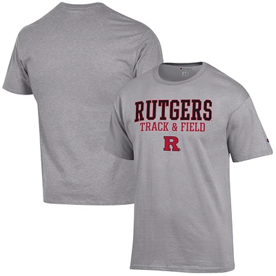 Men's Champion Gray Rutgers Scarlet Knights Track & Field Stack T-Shirt