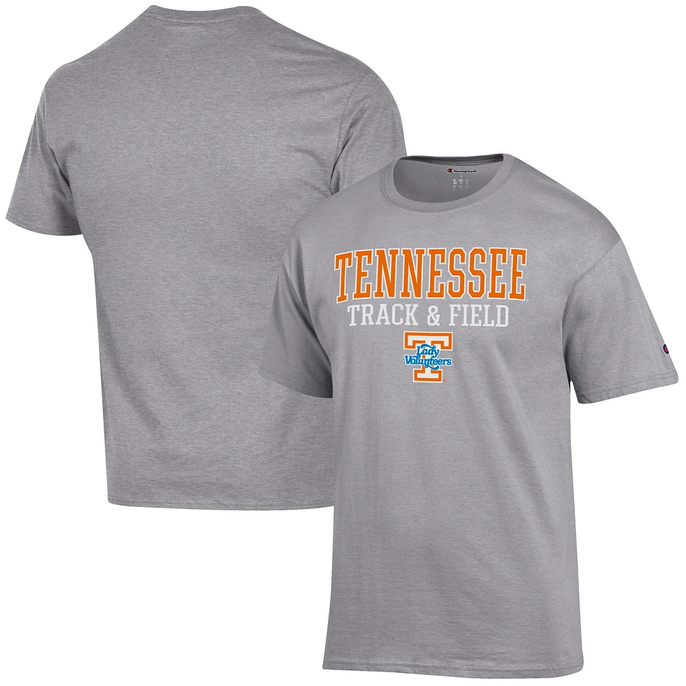 Men's Champion Gray Tennessee Volunteers Track & Field Stack T-Shirt