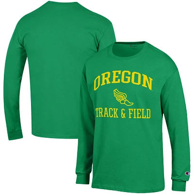 Men's Champion Green Oregon Ducks Track & Field Icon Long Sleeve T-Shirt