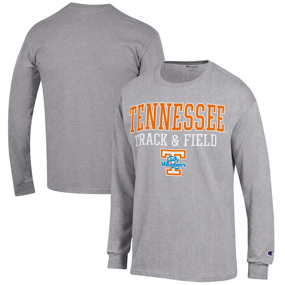 Men's Champion Gray Tennessee Lady Vols Track & Field Stack Long Sleeve T-Shirt