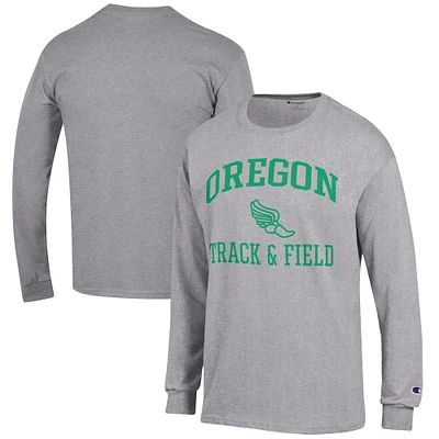 Men's Champion Gray Oregon Ducks Track & Field Icon Long Sleeve T-Shirt