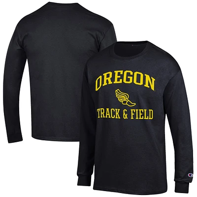 Men's Champion Black Oregon Ducks Track & Field Icon Long Sleeve T-Shirt