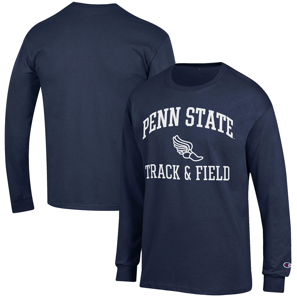 Men's Champion Navy Penn State Nittany Lions Track & Field Icon Long Sleeve T-Shirt