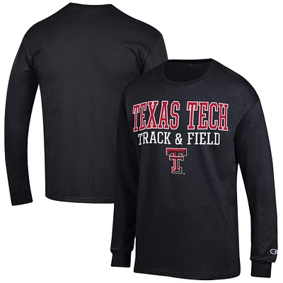 Men's Champion Texas Tech Red Raiders Track & Field Stack Long Sleeve T-Shirt