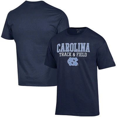 Men's Champion Navy North Carolina Tar Heels Track & Field Stack T-Shirt