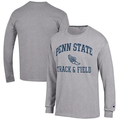 Men's Champion Gray Penn State Nittany Lions Track & Field Icon Long Sleeve T-Shirt