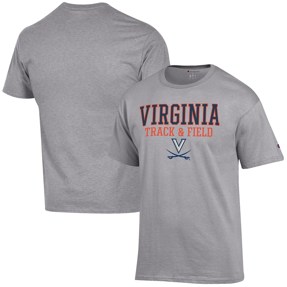 Men's Champion Gray Virginia Cavaliers Track & Field Stack T-Shirt