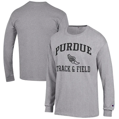 Men's Champion Gray Purdue Boilermakers Track & Field Icon Long Sleeve T-Shirt