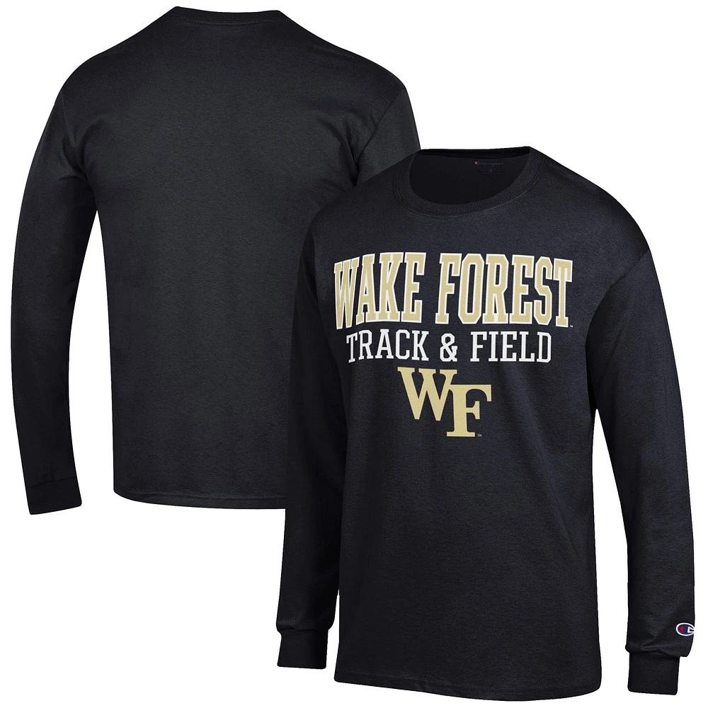 Men's Champion Wake Forest Demon Deacons Track & Field Stack Long Sleeve T-Shirt