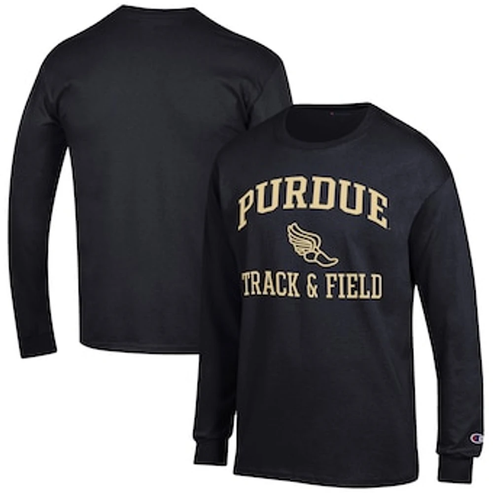 Men's Champion Black Purdue Boilermakers Track & Field Icon Long Sleeve T-Shirt