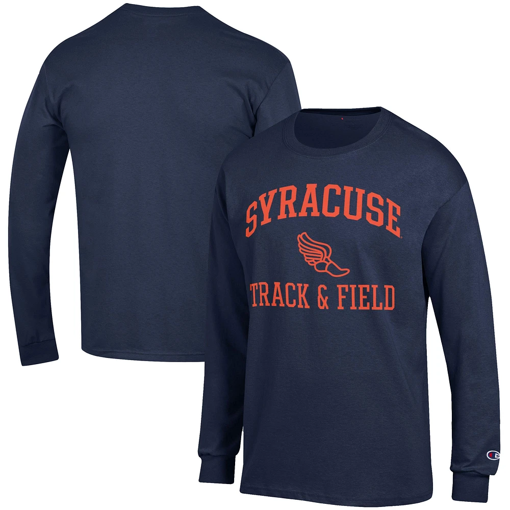 Men's Champion Navy Syracuse Orange Track & Field Icon Long Sleeve T-Shirt