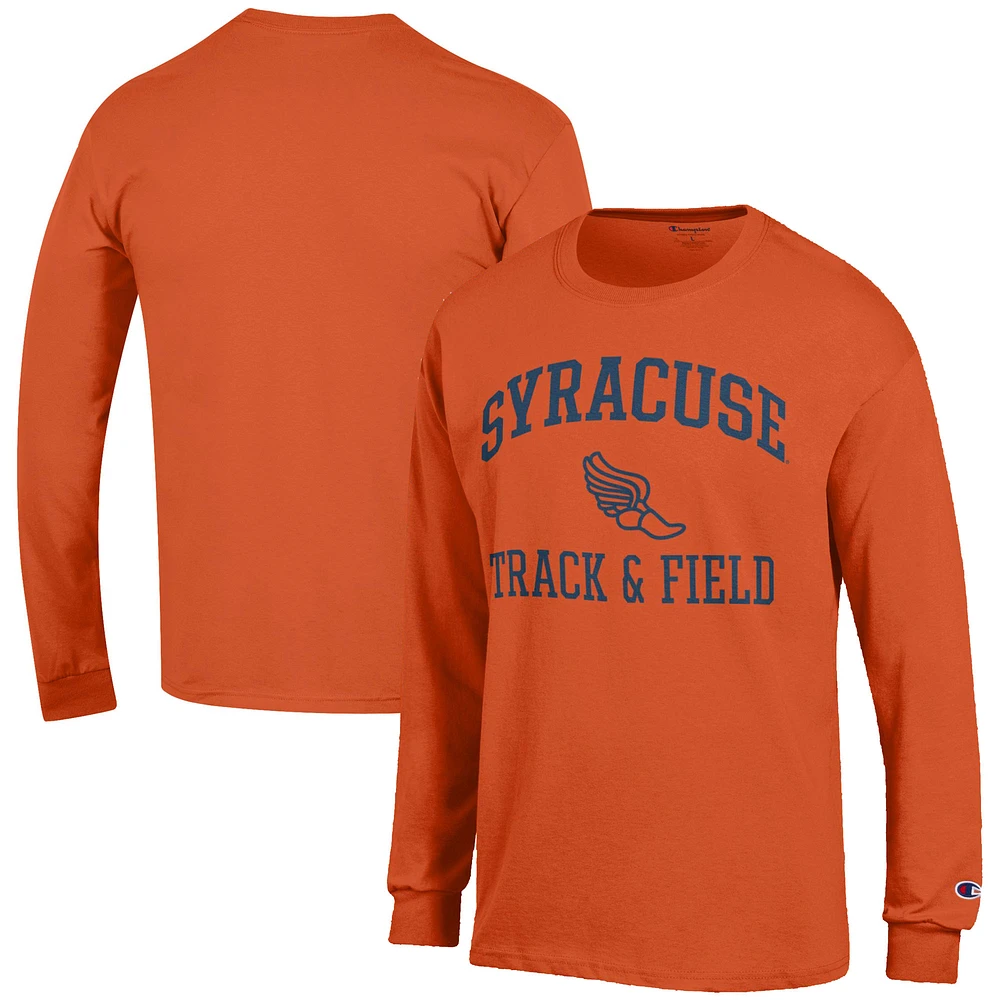 Men's Champion Orange Syracuse Track & Field Icon Long Sleeve T-Shirt
