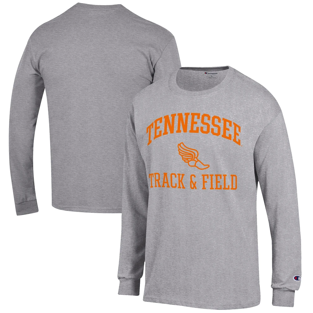Men's Champion Gray Tennessee Volunteers Track & Field Icon Long Sleeve T-Shirt