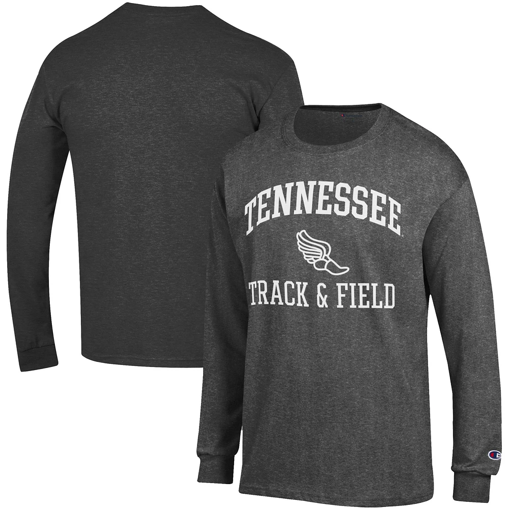 Men's Champion Charcoal Tennessee Volunteers Track & Field Icon Long Sleeve T-Shirt