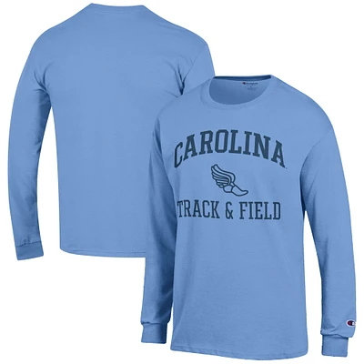 Men's Champion Carolina Blue North Tar Heels Track & Field Icon Long Sleeve T-Shirt