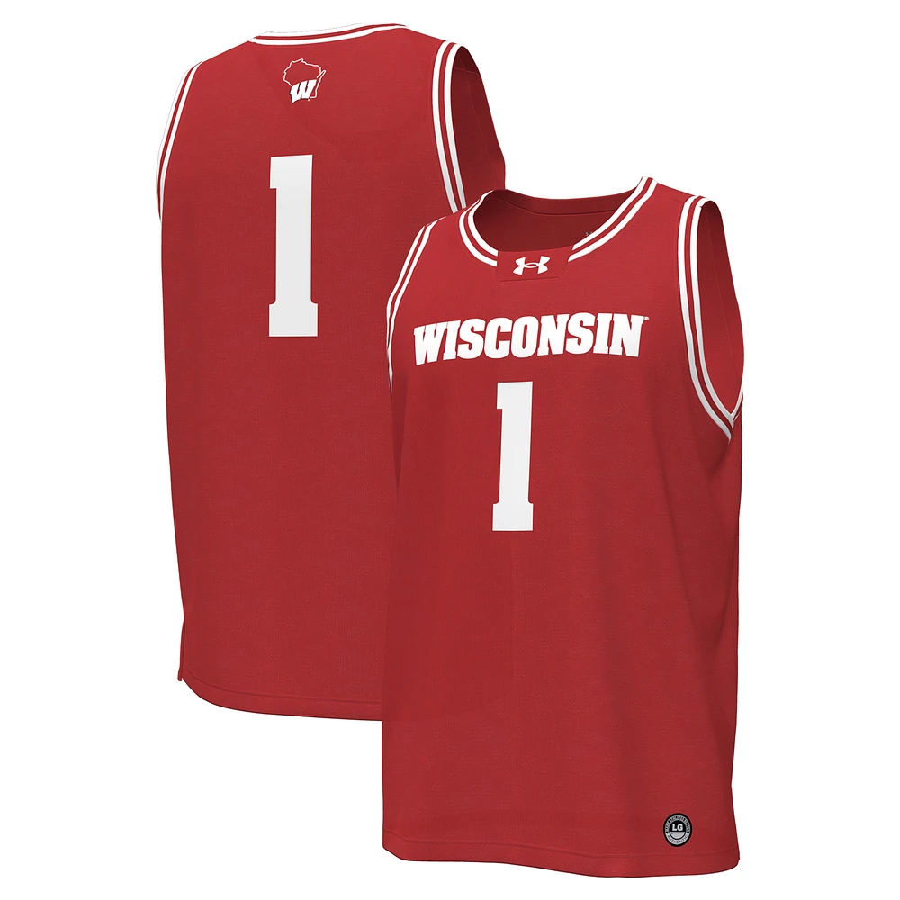 Men's Under Armour #1 Wisconsin Badgers Replica Basketball Jersey