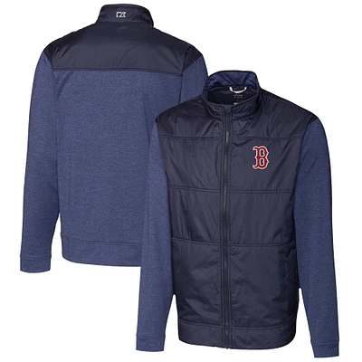 Men's Cutter & Buck Navy Boston Red Sox Stealth Hybrid Quilted Full-Zip Windbreaker Jacket