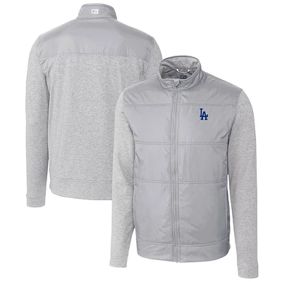 Men's Cutter & Buck Gray Los Angeles Dodgers Stealth Hybrid Quilted Full-Zip Windbreaker Jacket