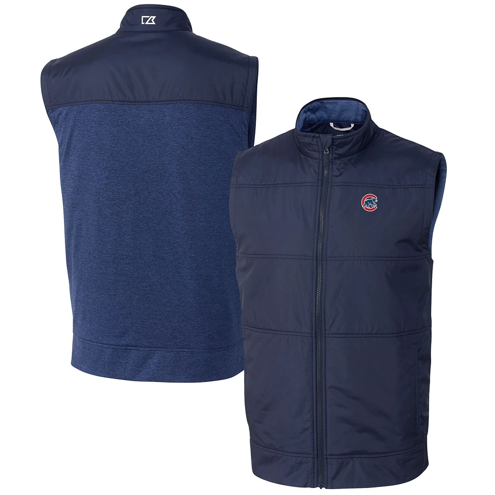 Men's Cutter & Buck Navy Chicago Cubs Stealth Hybrid Quilted Windbreaker Full-Zip Vest