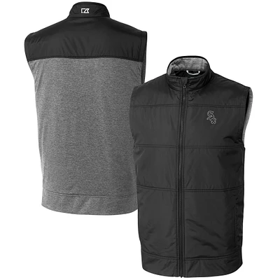 Men's Cutter & Buck Black Chicago White Sox Stealth Hybrid Quilted Windbreaker Full-Zip Vest