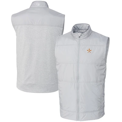 Men's Cutter & Buck Gray Houston Astros Stealth Hybrid Quilted Windbreaker Full-Zip Vest