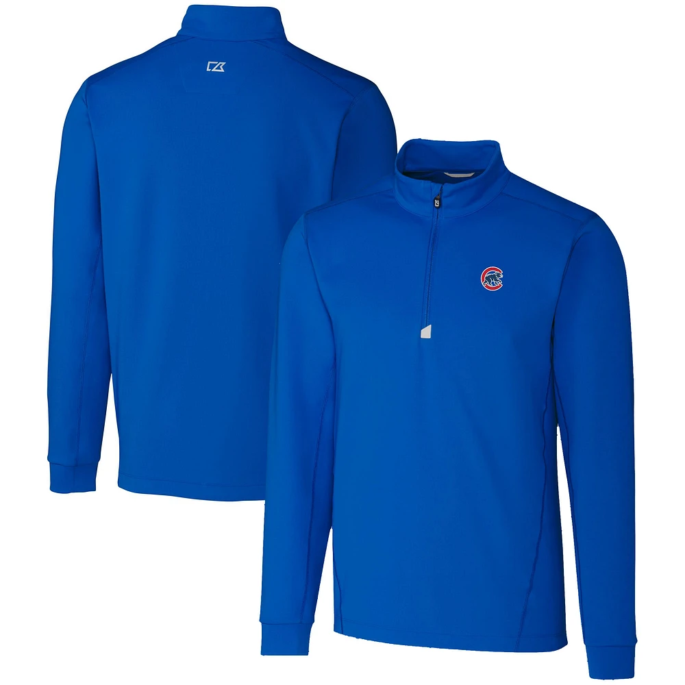 Men's Cutter & Buck Royal Chicago Cubs Traverse Stretch Quarter-Zip Pullover Top