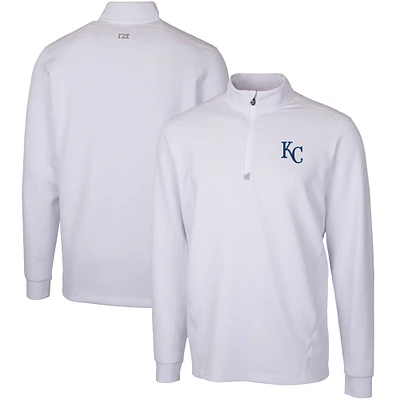 Men's Cutter & Buck White Kansas City Royals Traverse Stretch Quarter-Zip Pullover Top