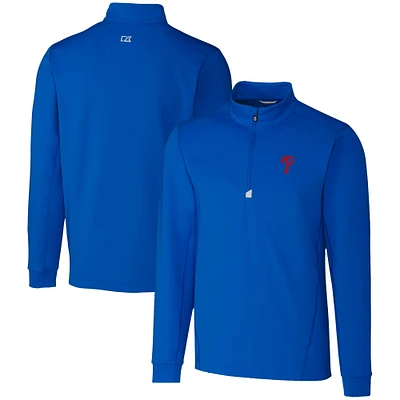 Men's Cutter & Buck Royal Philadelphia Phillies Traverse Stretch Quarter-Zip Pullover Top