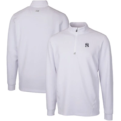 Men's Cutter & Buck White New York Yankees Traverse Stretch Quarter-Zip Pullover Top