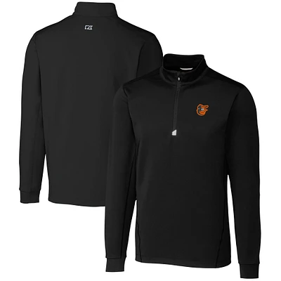 Men's Cutter & Buck Black Baltimore Orioles Traverse Stretch Quarter-Zip Pullover Top