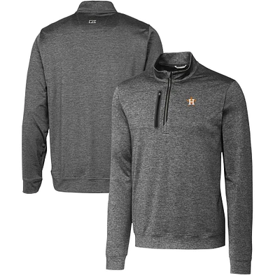 Men's Cutter & Buck Gray Houston Astros Stealth Heathered Quarter-Zip Pullover Top