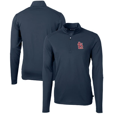 Men's Cutter & Buck Navy St. Louis Cardinals Virtue Eco Pique Recycled Quarter-Zip Pullover Top
