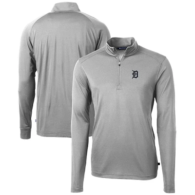 Men's Cutter & Buck Gray Detroit Tigers Virtue Eco Pique Recycled Quarter-Zip Pullover Top