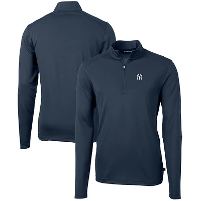 Men's Cutter & Buck Navy New York Yankees Virtue Eco Pique Recycled Quarter-Zip Pullover Top