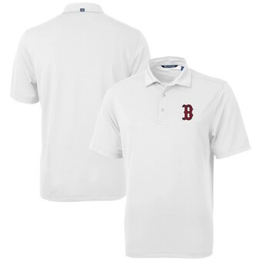 Men's Cutter & Buck White Boston Red Sox Virtue Eco Pique Recycled Polo