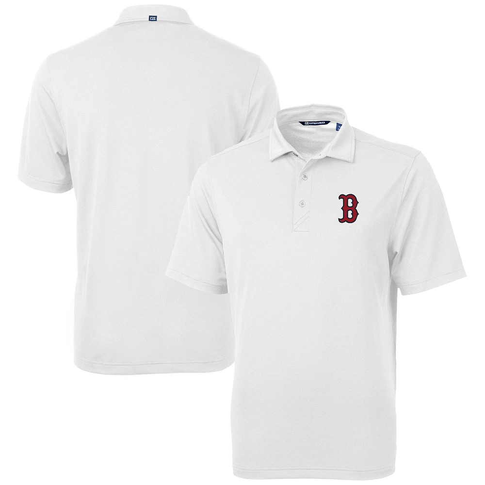 Men's Cutter & Buck White Boston Red Sox Virtue Eco Pique Recycled Polo