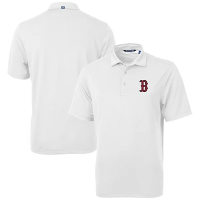 Men's Cutter & Buck White Boston Red Sox Virtue Eco Pique Recycled Polo
