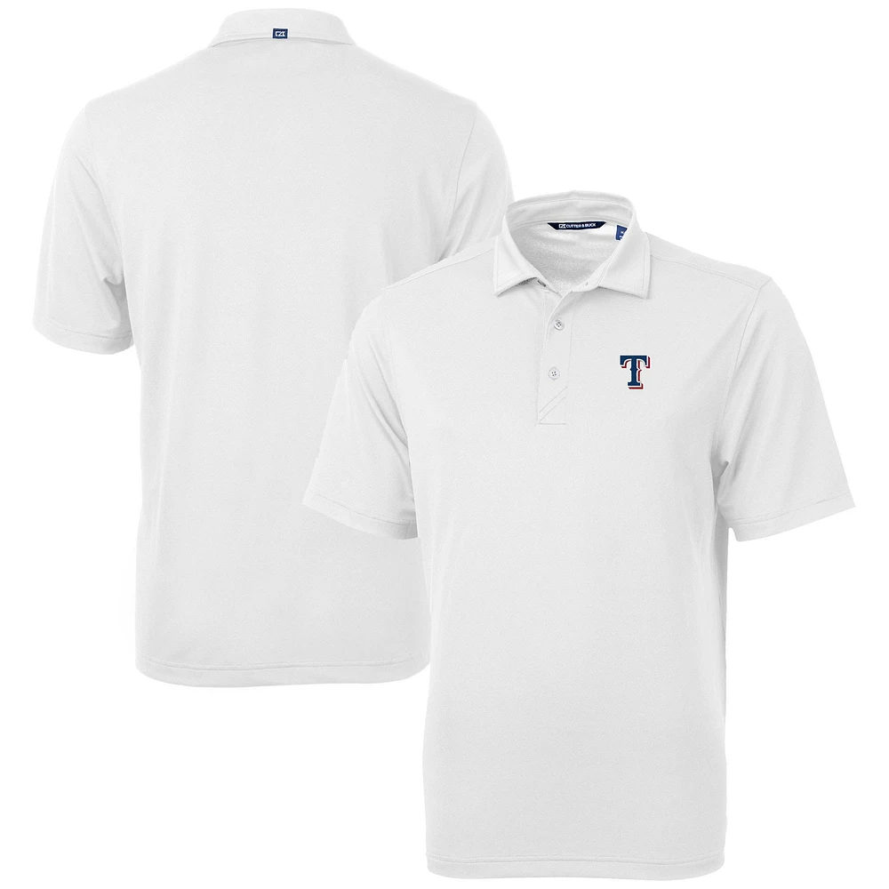 Men's Cutter & Buck White Texas Rangers Virtue Eco Pique Recycled Polo
