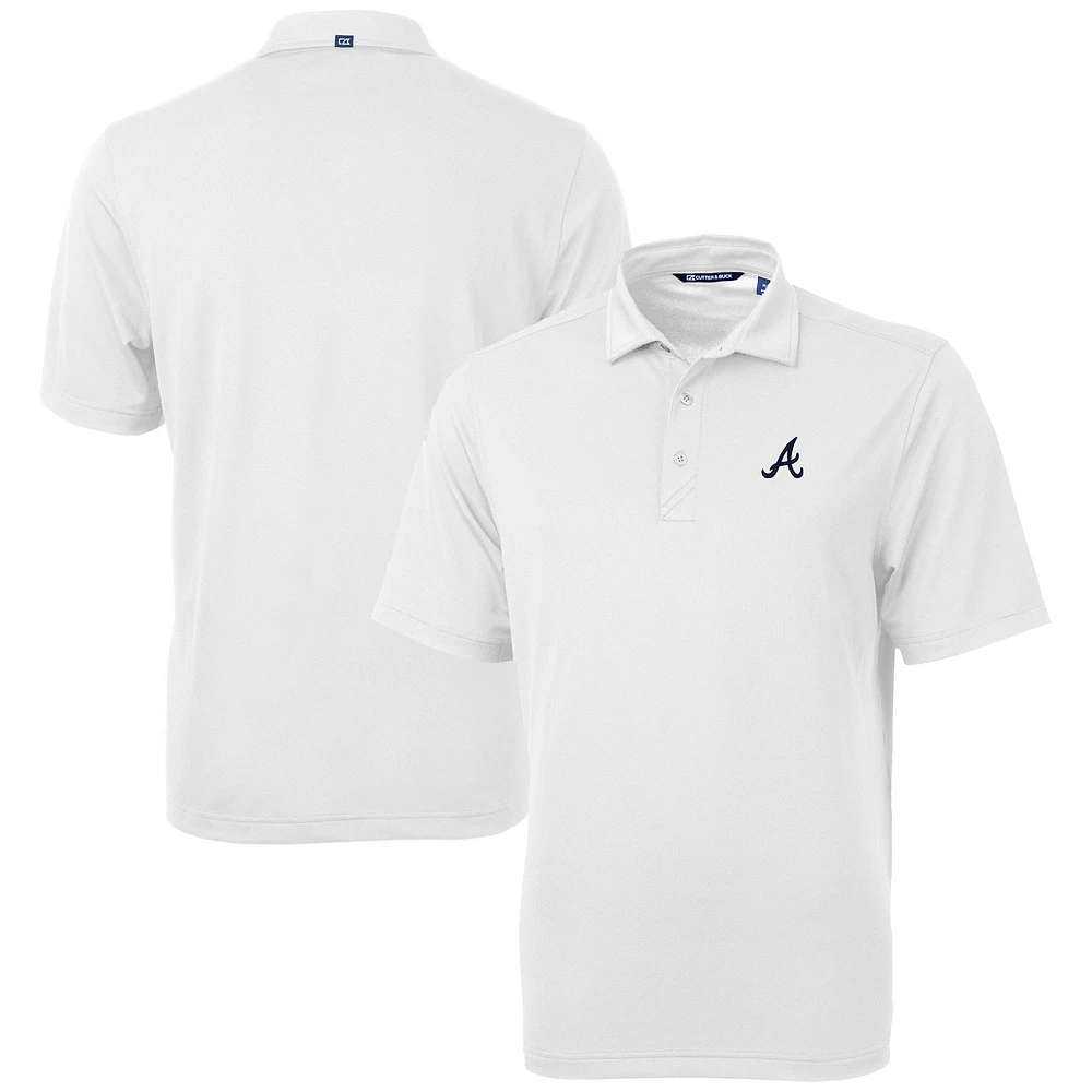 Men's Cutter & Buck White Atlanta Braves Virtue Eco Pique Recycled Polo