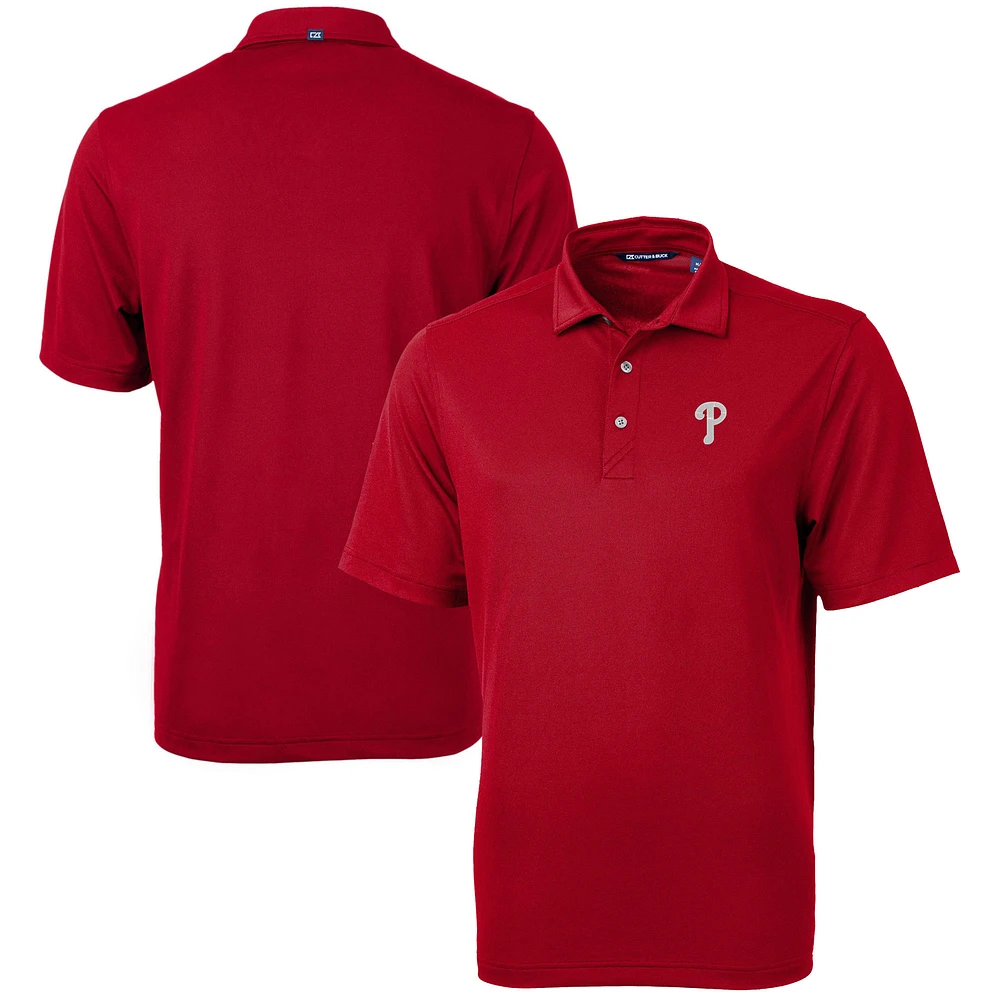 Men's Cutter & Buck Red Philadelphia Phillies Virtue Eco Pique Recycled Polo