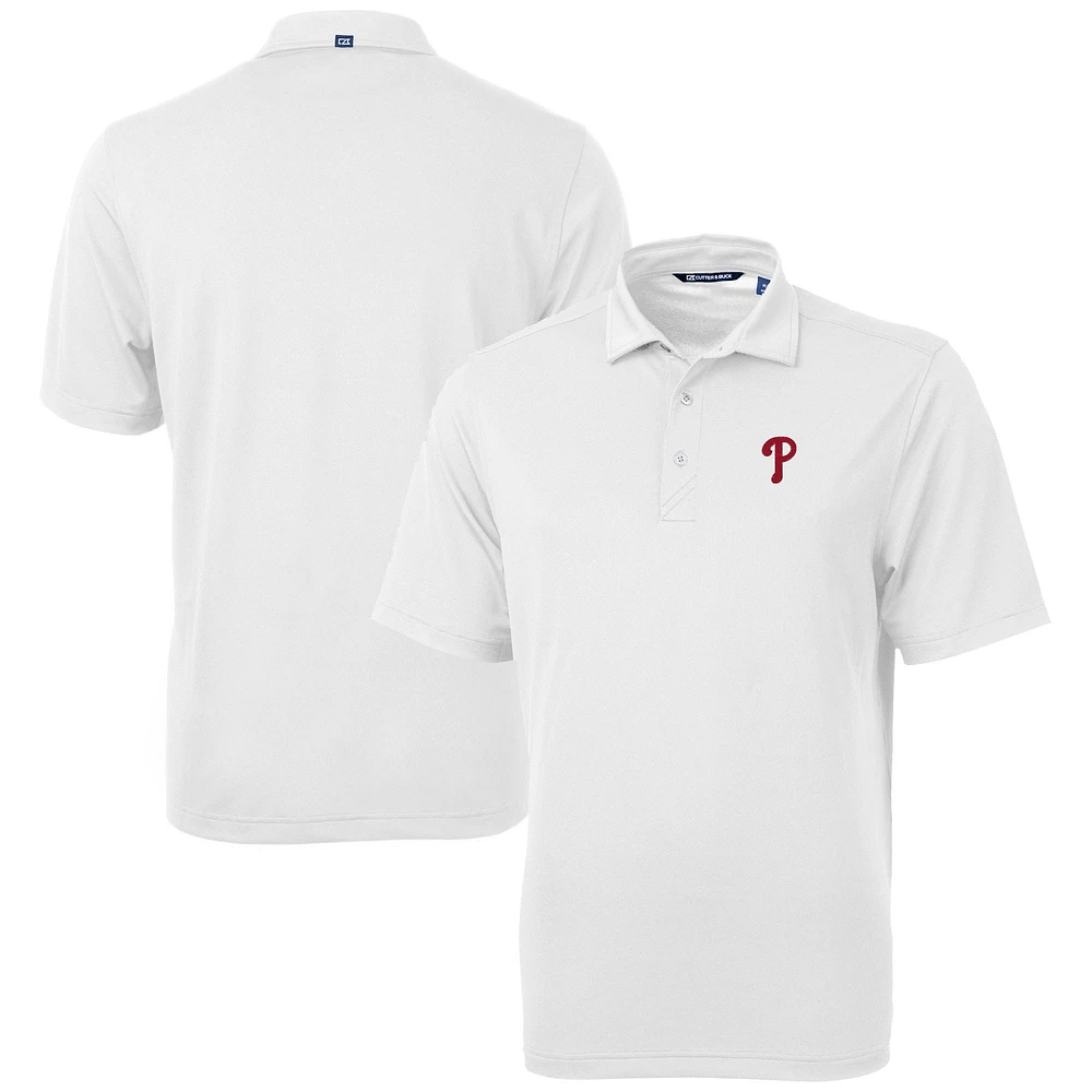 Men's Cutter & Buck White Philadelphia Phillies Virtue Eco Pique Recycled Polo